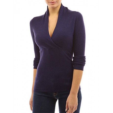 Spring / Fall Going out Casual Women's T-shirt Solid Color Sexy V Neck Long Sleeve Black / Purple Slim Tops