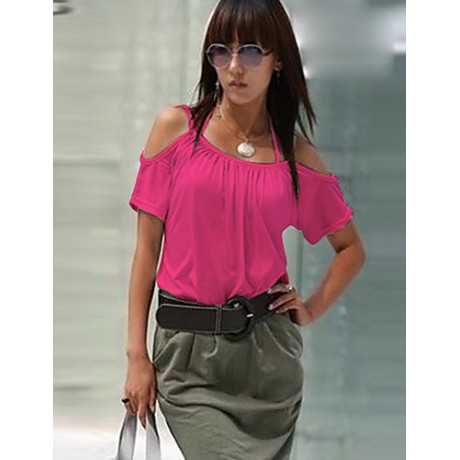 Women's Off Shoulder Strap Flutter T-shirt