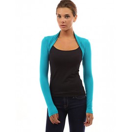 Women's Going out / Casual/Daily Sexy / Simple Spring / Fall T-shirtColor Block Round Neck Long Sleeve