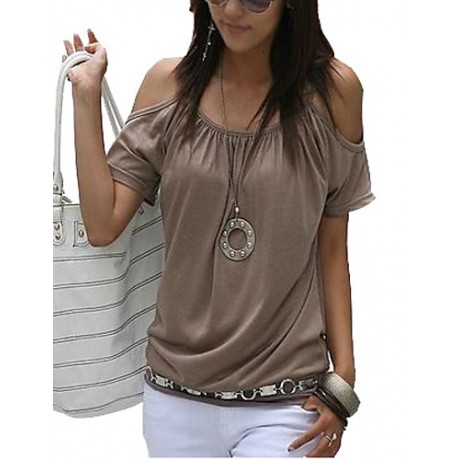 Women's Off Shoulder Strap Flutter T-shirt