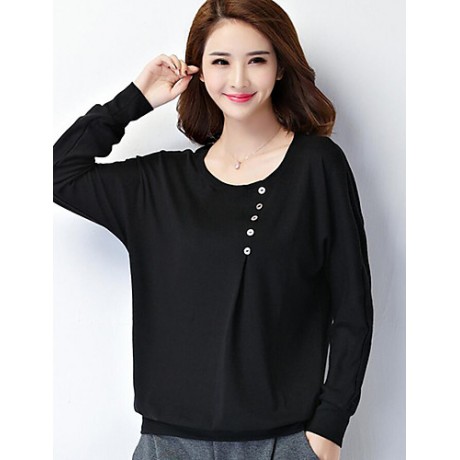 Women's Going out / Work / Holiday Cute / Street chic / Sophisticated T-shirt,Print / Color Block Round Neck Long Sleeve