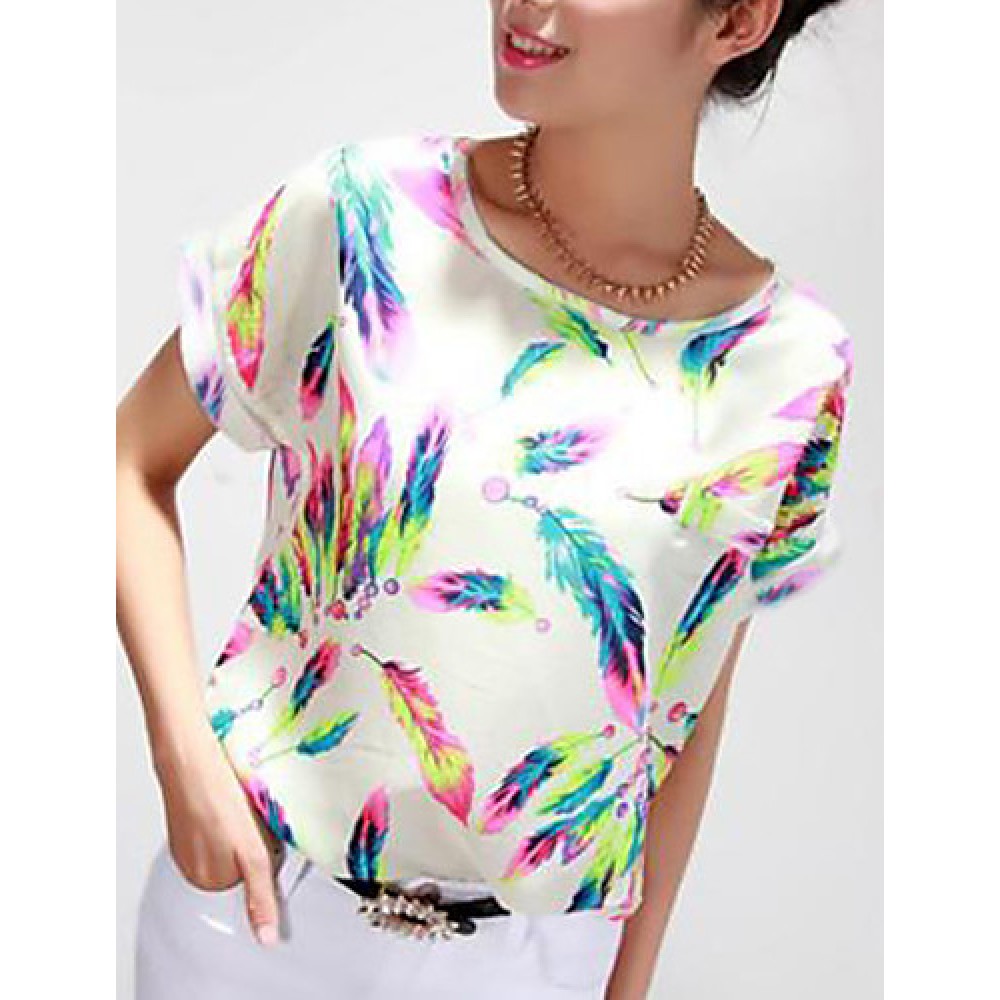 Women's Chiffon Batwing Sleeve Floral Print Tops Blouse T-Shirt Plus Size