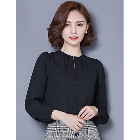 Women's Round Collar Bottoming Shirt Long SleeveBlouses