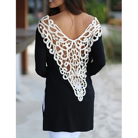 Europe Sexy Fashion Sleeveless T Shirt Chest Knot Knitting Stitching Lace Personality Long Vest